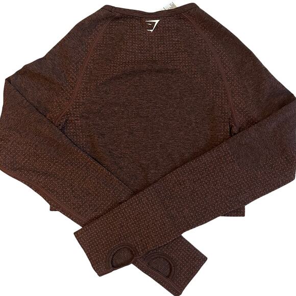 Gym Shark Dark Purple, Cropped, Long Sleeve, Seamless Athletic Top- S - Picture 2 of 8